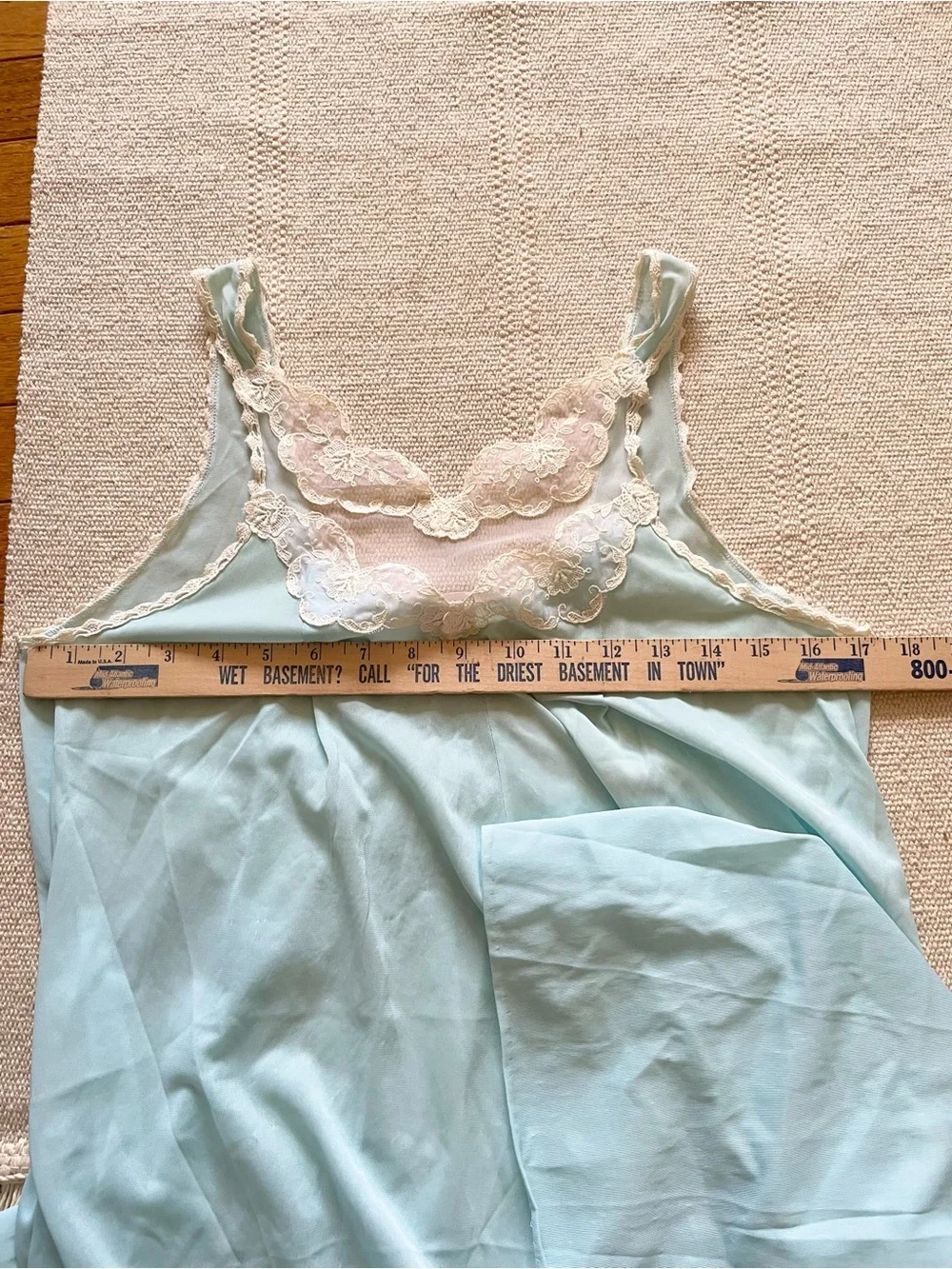Vintage 1930 40 Odette Barsa Blue Chiffon Night Gown Slip Lace Trim Size S/M